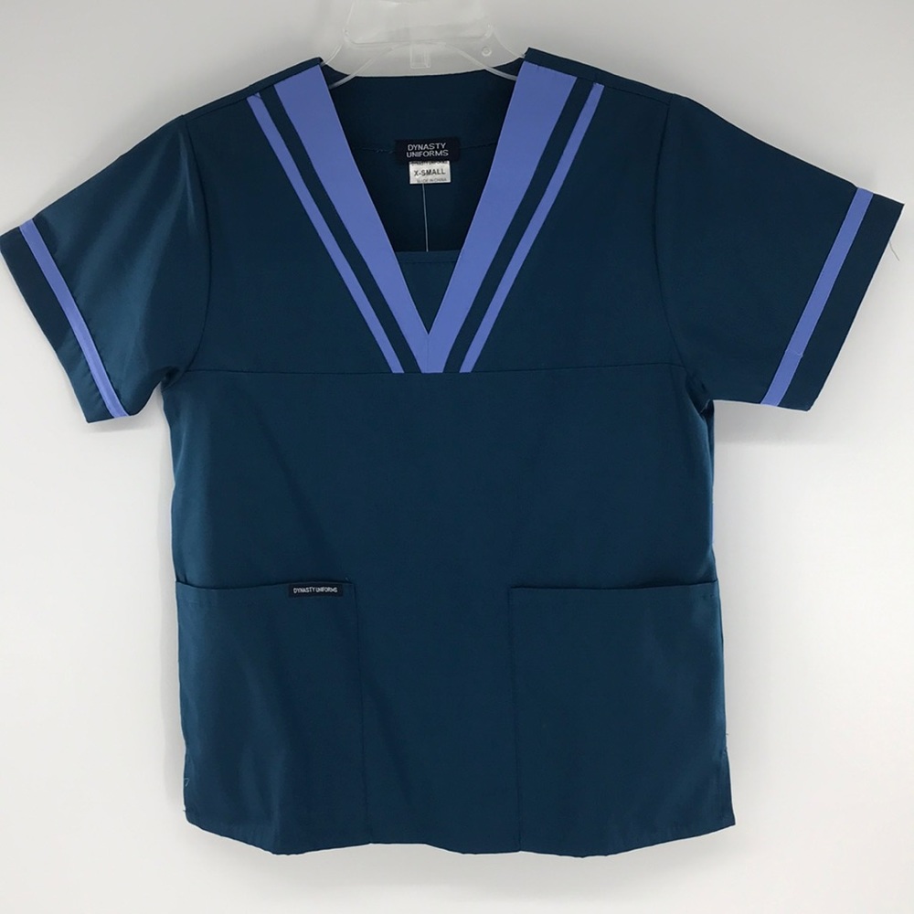 NEW XS Green TopScrub LightBlue liningdesign Vneck